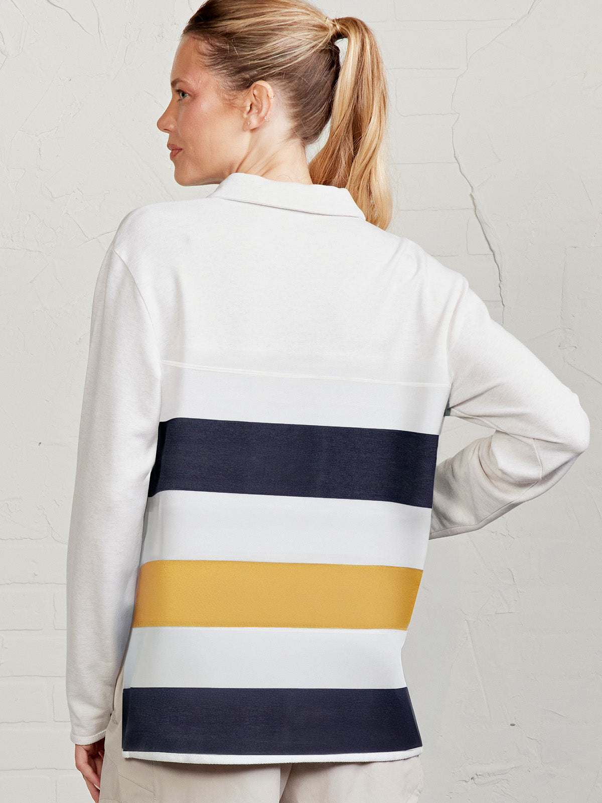 tasc Performance French Terry Polo Sweatshirt - Stripe