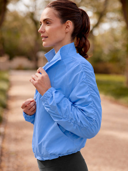 tasc Performance Jet Set Ruched Windbreaker - Blue Topaz