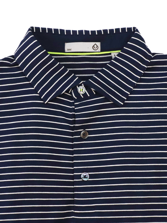 tasc Performance Cloud Polo Brookline Stripe - Classic Navy/White