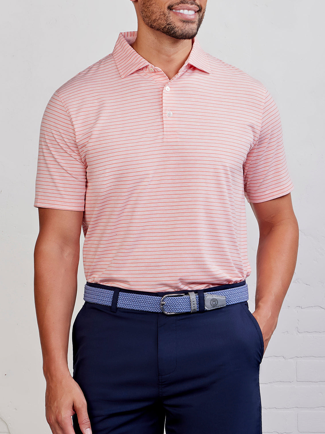 tasc Performance Cloud Polo - Pink Grapefruit Heather/Hibiscus